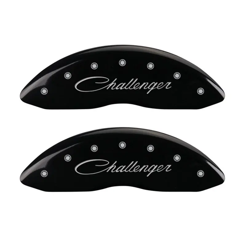 Mgp Cursive/Challenger-Engraved Caliper Covers – Front Black, Rear Rt-Branded, Silver Highlight 1