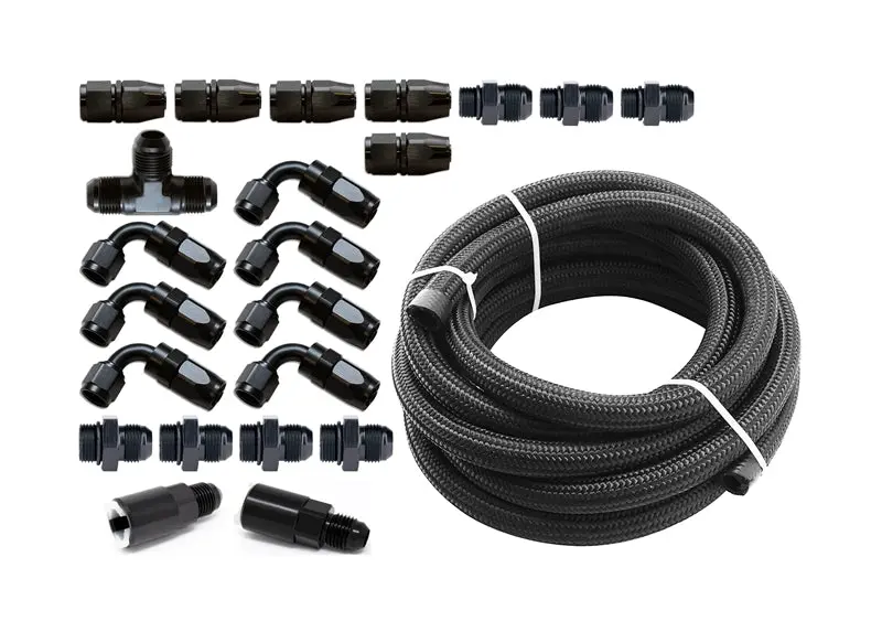 Torque Solution Braided Fuel Line Kit For -6 Aeromotive Fpr: Subaru Wrx 02-14 / Subaru Sti 07-18 1