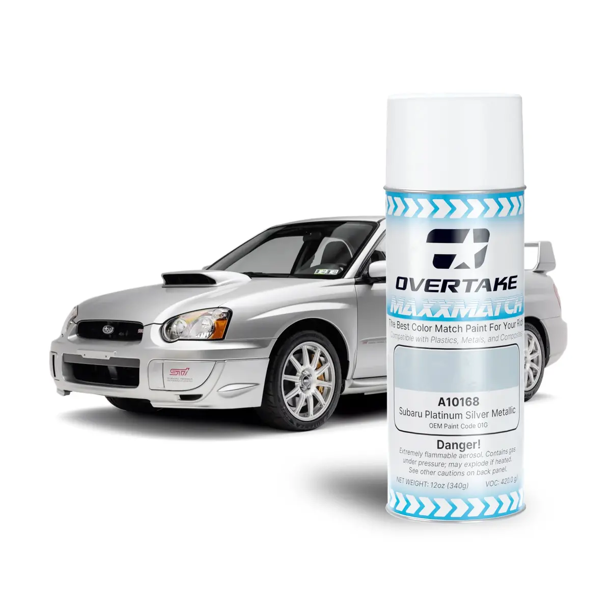 Overtake Maxxmatch Paint - Subaru Platinum Silver Metallic 01G 12Oz. Can 1