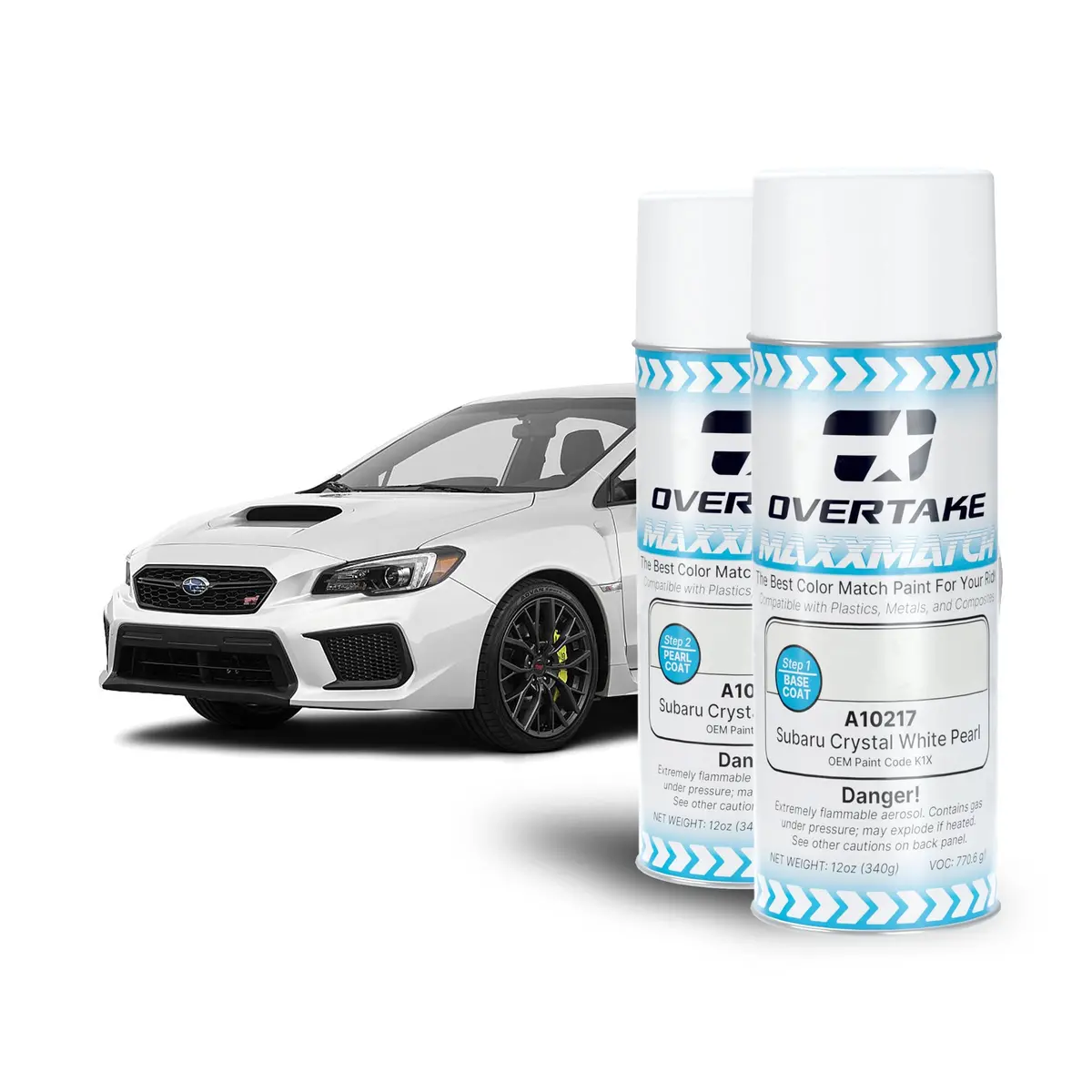Overtake Maxxmatch Paint - Subaru Crystal White Pearl K1x (2-Layer) 12Oz. Cans 1