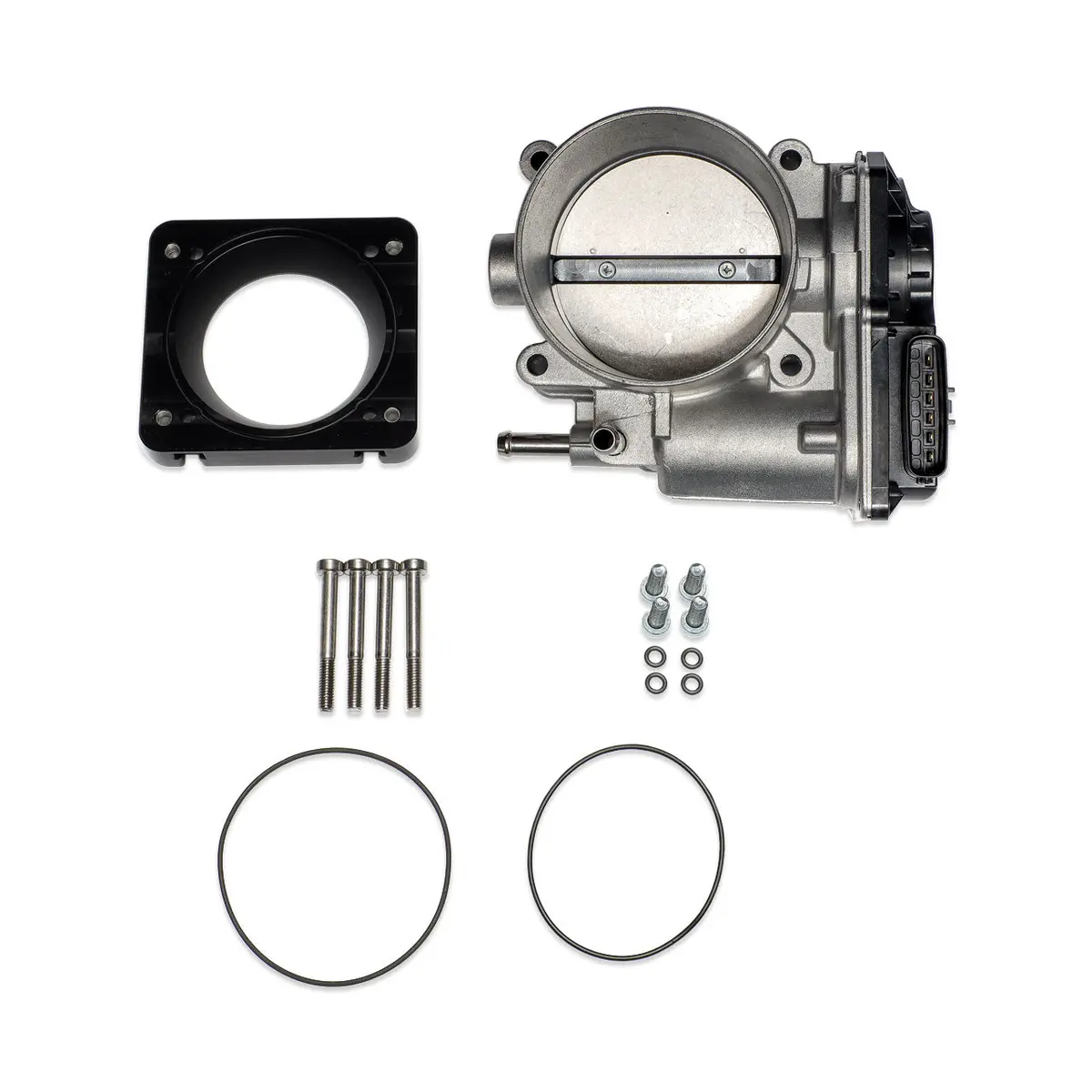 Iag Big Bore 76Mm Throttle Body With Electronics And Adapter Package For Oem Subaru Sti / Cosworth Intake Manifold; Black Finish. 1