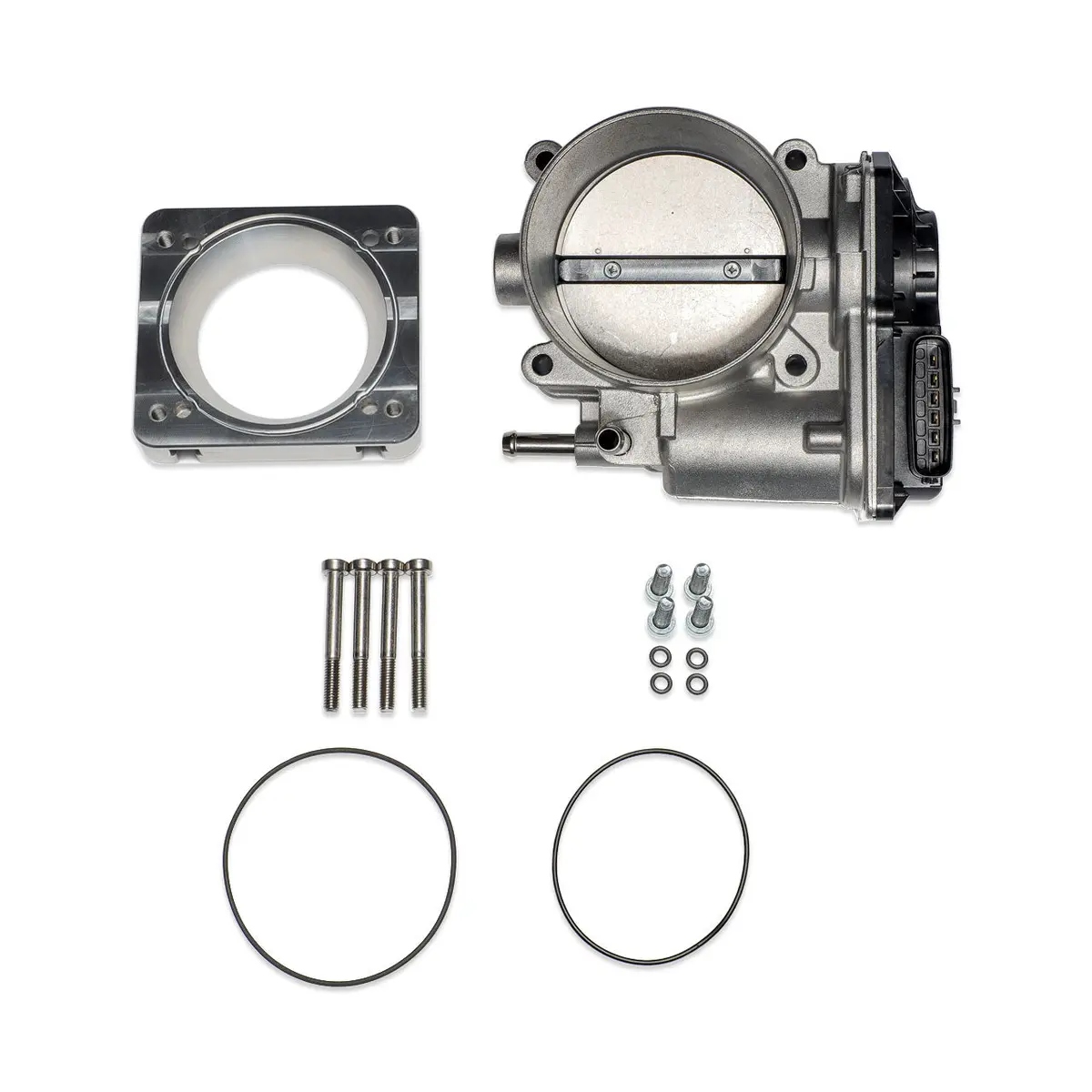 Iag Big Bore 76Mm Throttle Body With Electronics And Adapter Package For Oem Subaru Sti / Cosworth Intake Manifold; Silver Finish. 1