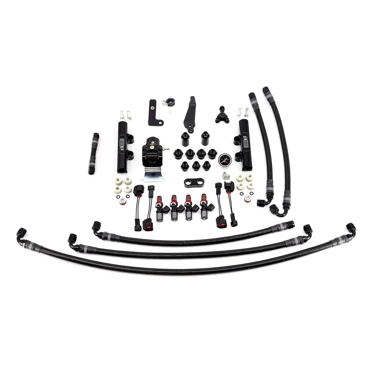 Iag Ptfe Fuel System Kit With Injectors Lines Fpr Fuel Rails For 2008-21 Sti (Black/1700Cc). 1
