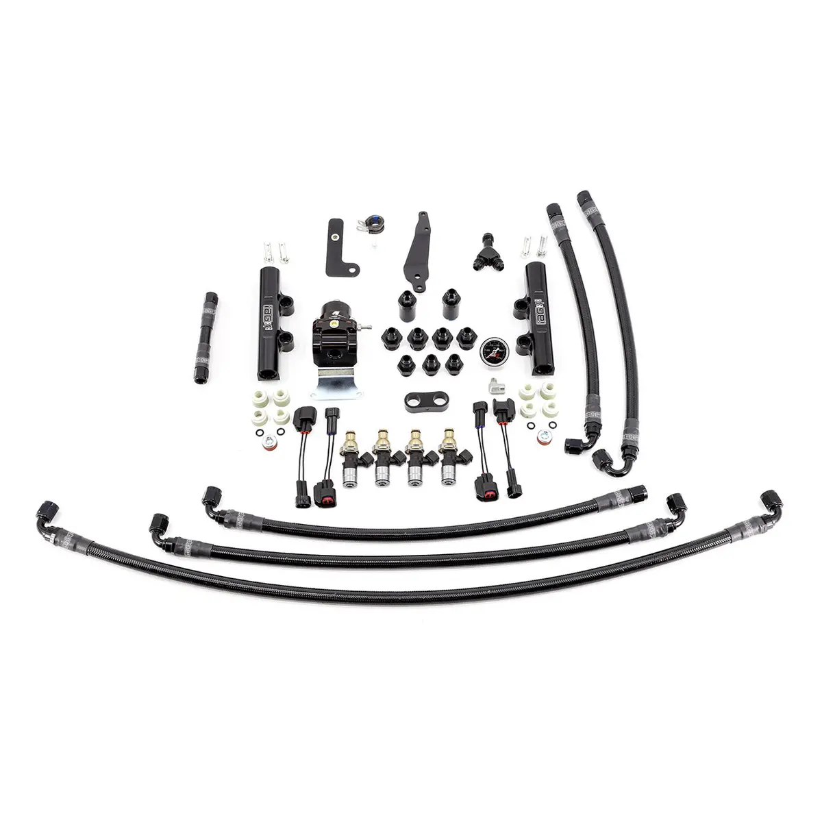 Iag Ptfe Fuel System Kit With Injectors Lines Fpr Fuel Rails For 2008-21 Sti (Black/2600Cc). 1