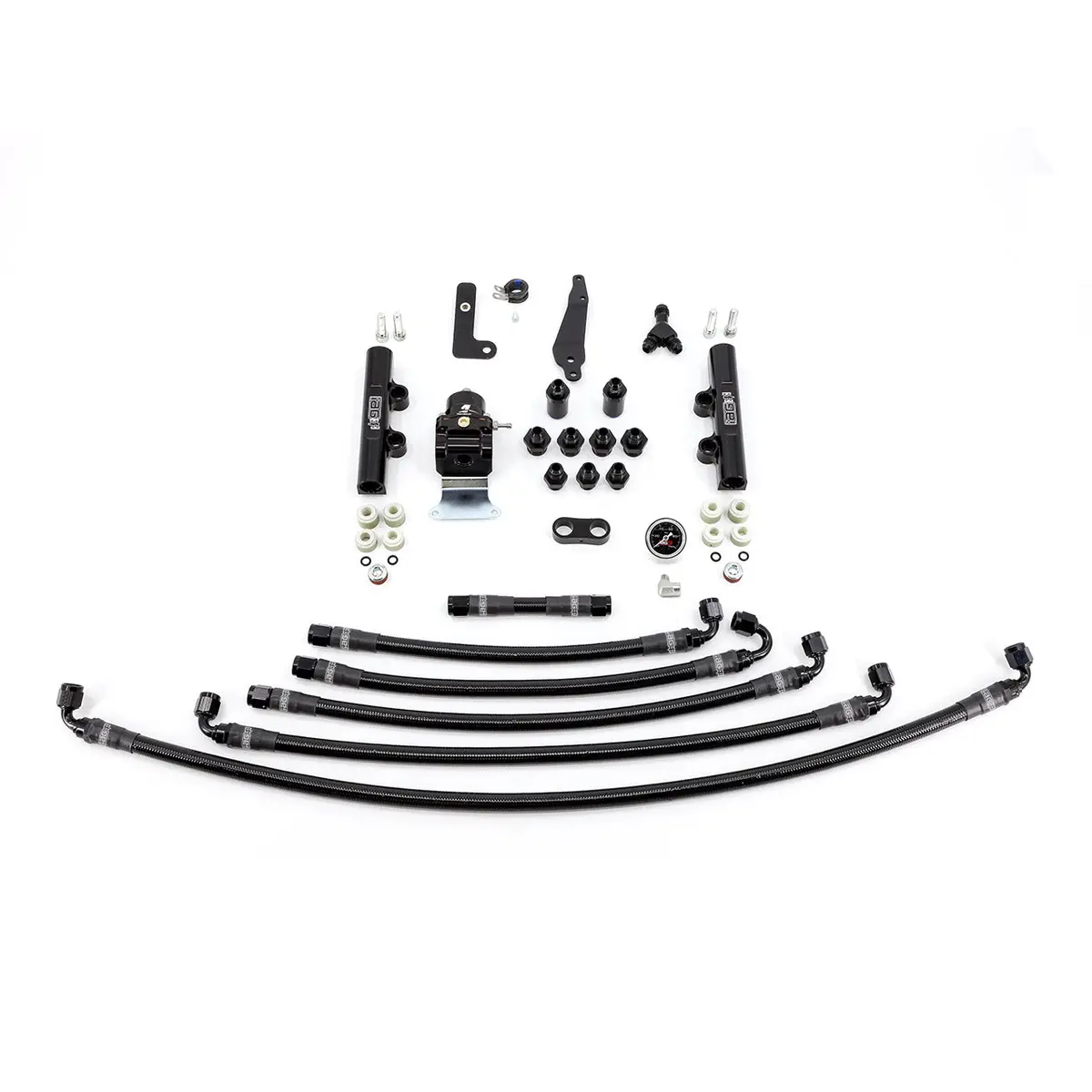 Iag Ptfe Fuel System Kit With Lines Fpr And Fuel Rails For 08-21 Subaru Sti (Black). 1