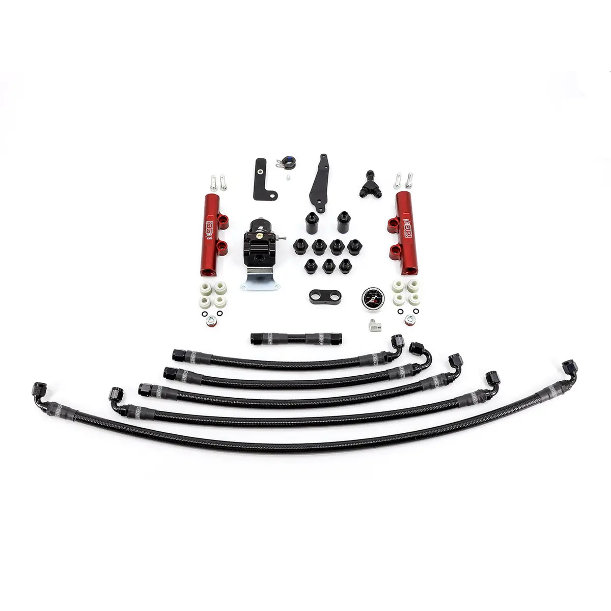 Iag Ptfe Fuel System Kit With Lines Fpr And Fuel Rails For 08-21 Subaru Sti (Red). 1