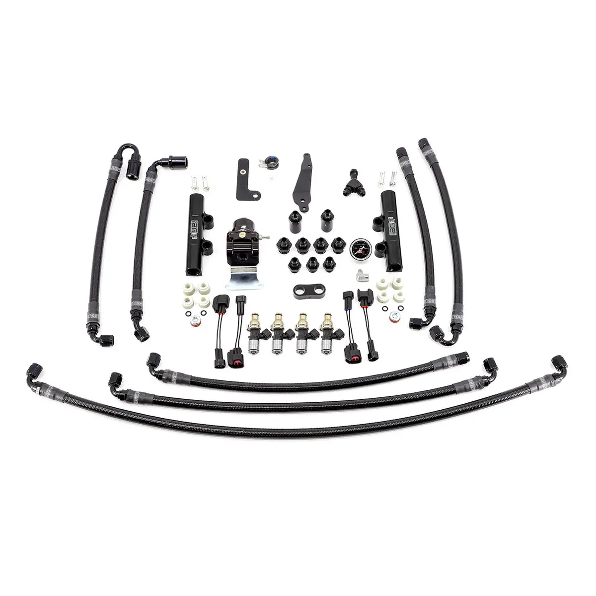 Iag Ptfe Flex Fuel System Kit With Injectors Lines Fpr Fuel Rails For 08-21 Sti (Black/2600Cc). 1