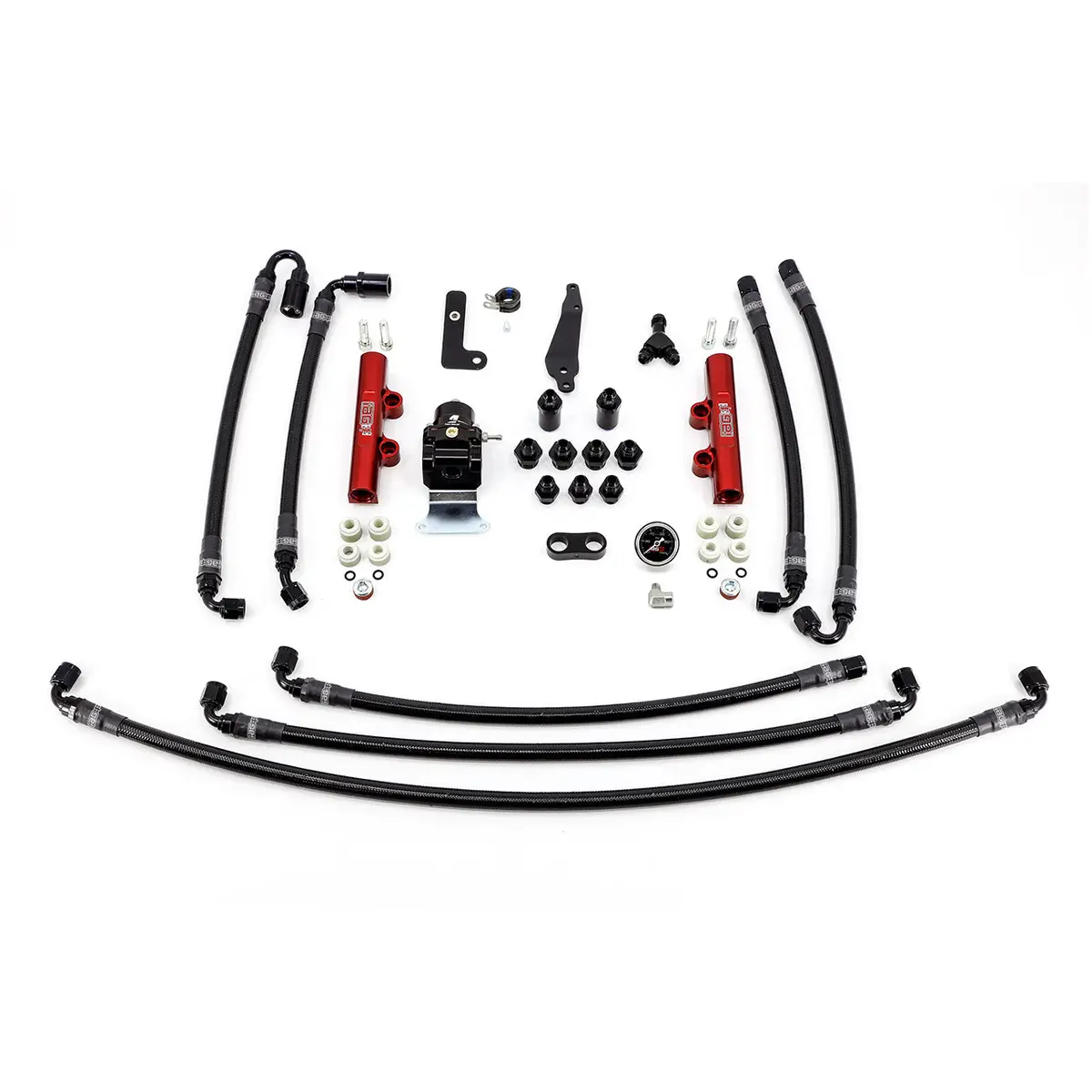 Iag Ptfe Flex Fuel System Kit With Lines Fpr And Red Fuel Rails For 2008-21 Subaru Sti. 1