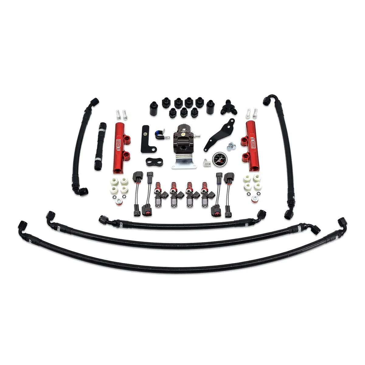 Iag Ptfe Fuel System Kit With Injectors Lines Fpr Fuel Rails For 2008-14 Wrx (Red/1300Cc). 1