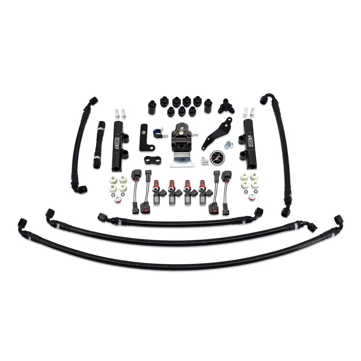 Iag Ptfe Fuel System Kit With Injectors Lines Fpr Fuel Rails For 2008-14 Wrx (Black/1700Cc). 1