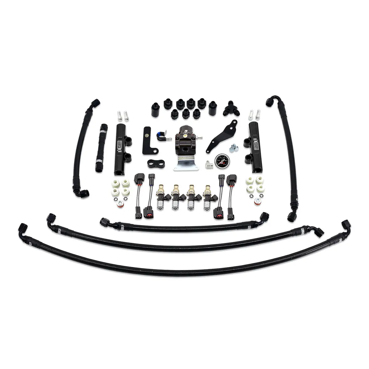 Iag Ptfe Fuel System Kit With Injectors Lines Fpr Fuel Rails For 2008-14 Wrx (Black/2600Cc). 1
