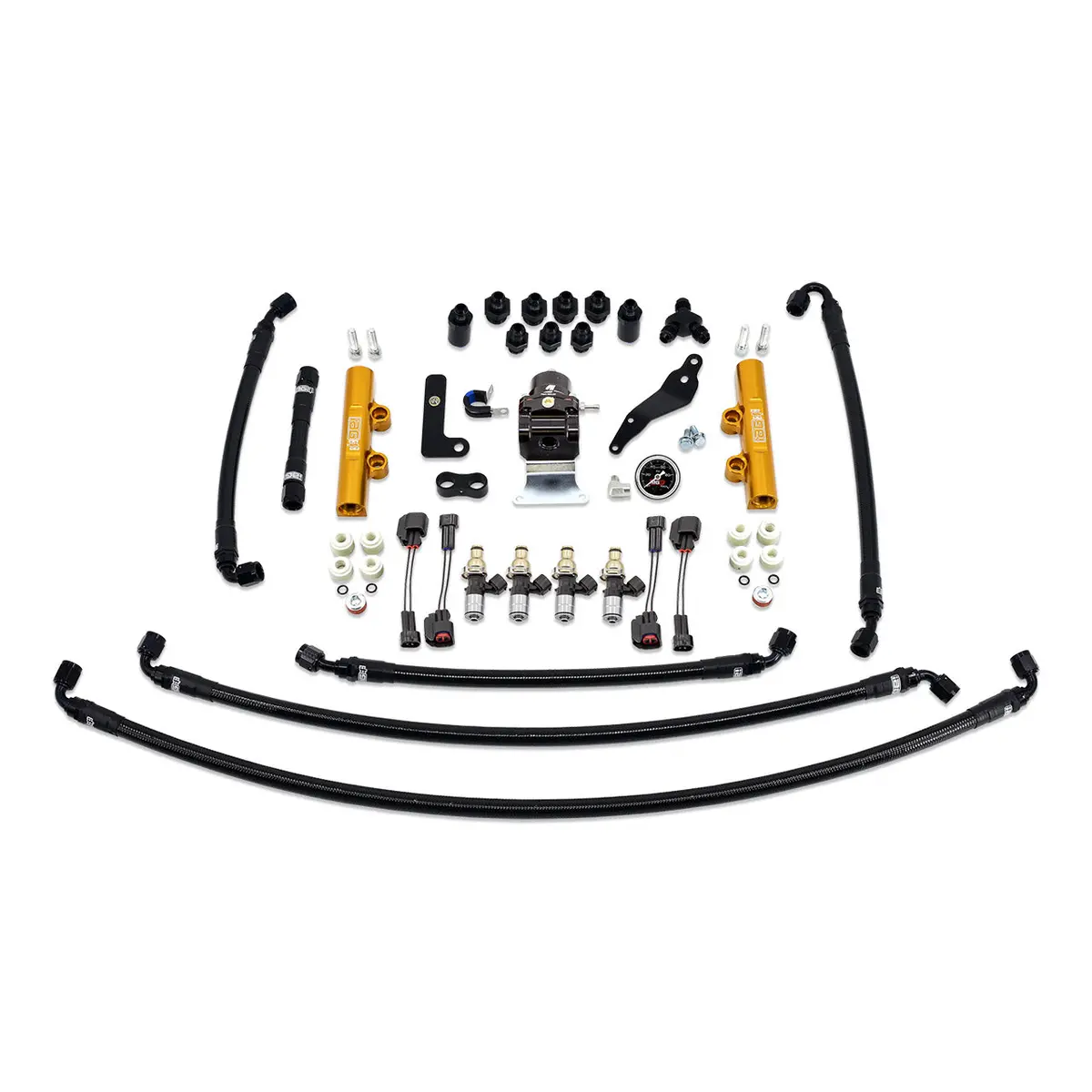 Iag Ptfe Fuel System Kit With Injectors Lines Fpr Fuel Rails For 2008-14 Wrx (Gold/2600Cc). 1