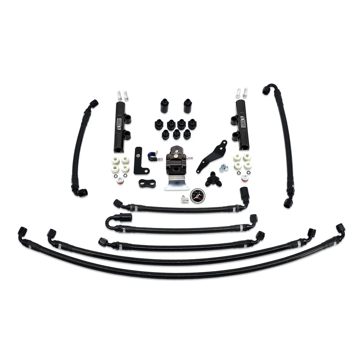 Iag Ptfe Flex Fuel System Kit With Lines Fpr Black Fuel Rails For 08-14 Wrx. 1