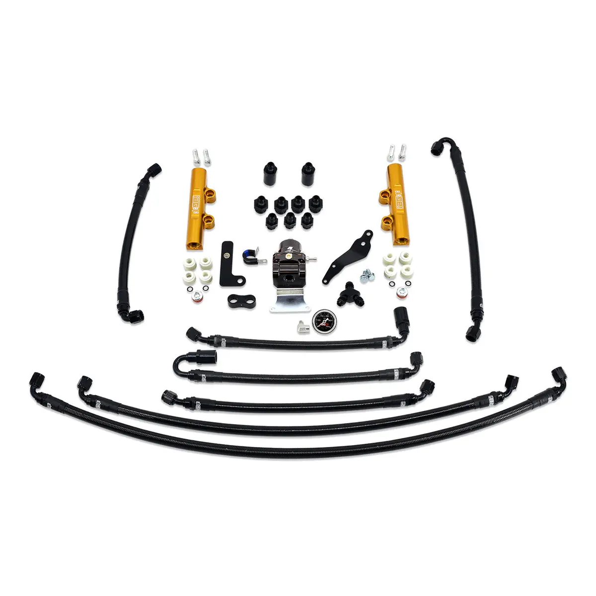 Iag Ptfe Flex Fuel System Kit With Lines Fpr Gold Fuel Rails For 08-14 Wrx. 1