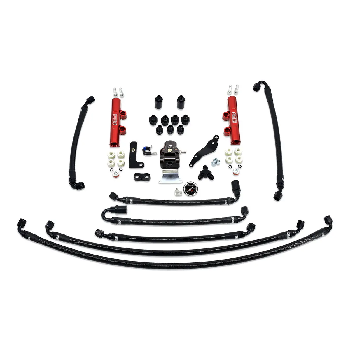 Iag Ptfe Flex Fuel System Kit With Lines Fpr Red Fuel Rails For 08-14 Wrx. 1