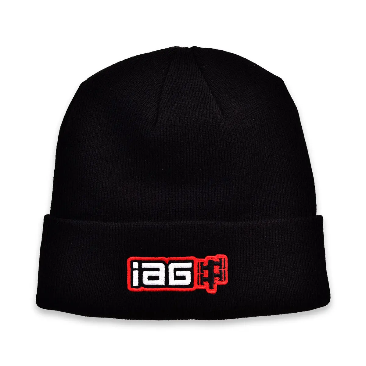 Iag Black Watch Cap Beanie With Iag Boxer Embroidered Logo. 1