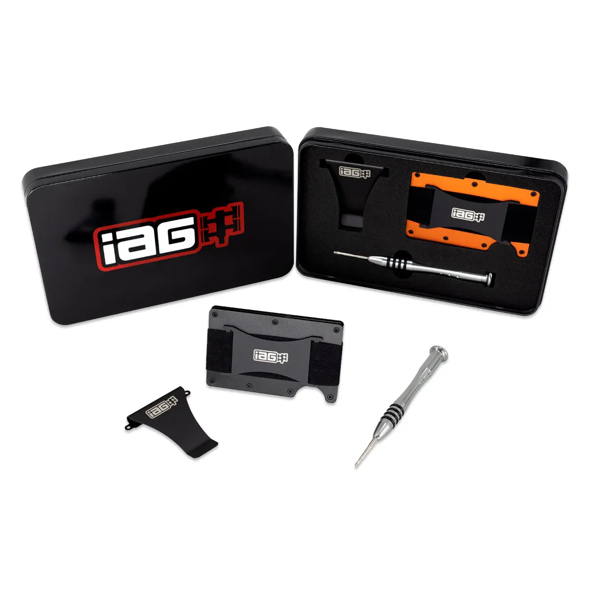 Iag Aluminum Wallet W/Money Clip Cash Band And Screwdriver Kit (Boxer Logo) Gray 1