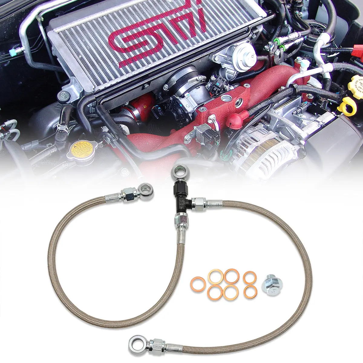 Iag Stock Location Turbo Oil Feed & Avcs Line For 2006-14 Subaru Wrx 04-21 Sti 05-09 Lgt 04-08 Fxt. 1