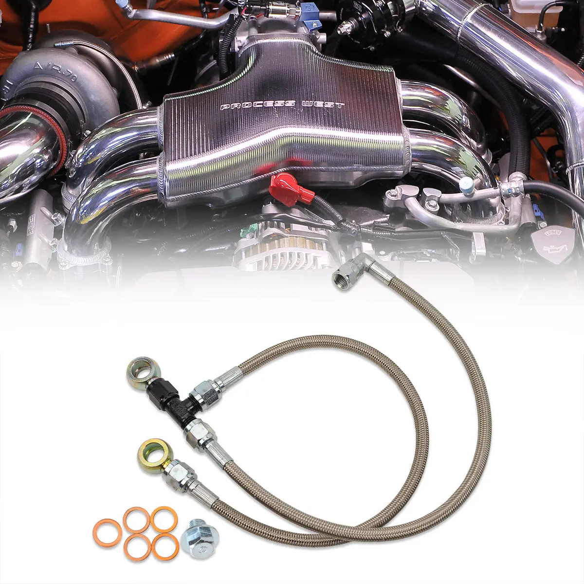 Iag Garrett Gt Series Turbo Oil Feed & Avcs Line For 2006-14 Subaru Wrx 04-21 Sti 05-09 Lgt 04-08 Fxt. 1