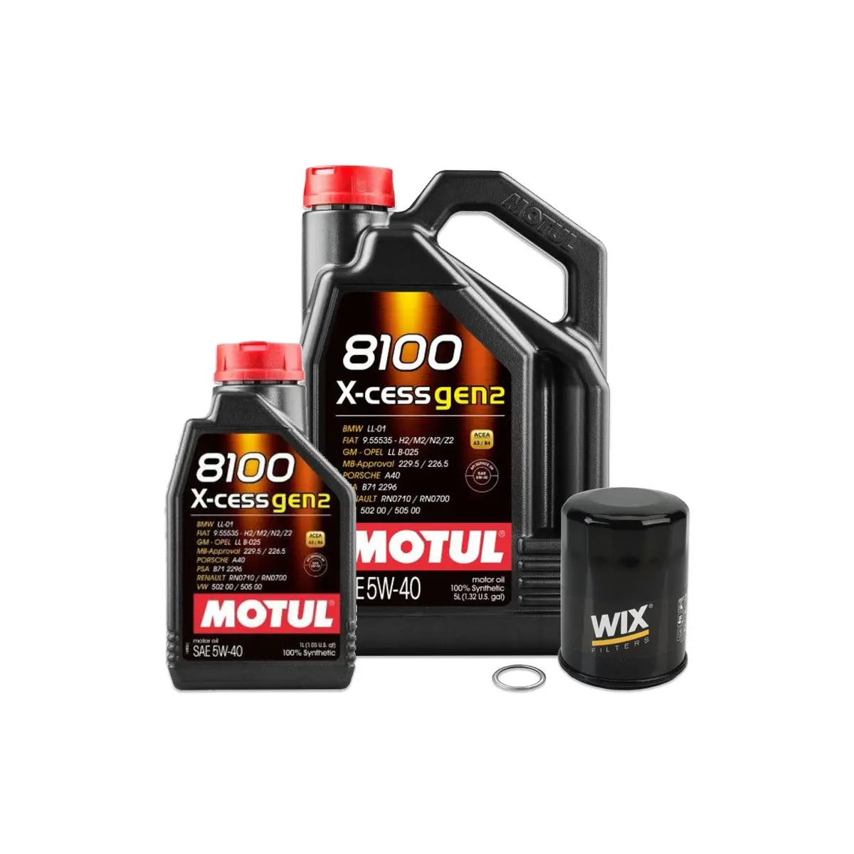 Iag Motul 6L 5W40 8100 X-Cess (Built Engine) Oil Change Package Fits 02-14 Wrx 04-21 Sti 05-09 Lgt 04-13 Fxt 1
