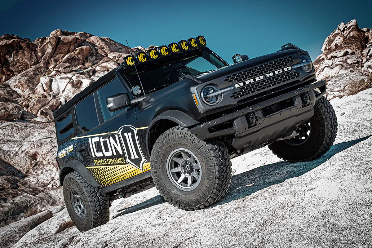 Icon 2021-2023 Bronco Sasquatch 2-3" Lift Stage 5 Suspension System Tubular Uca Heavy Rate Rear Spring 2