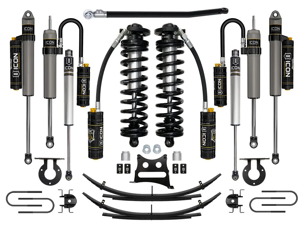 Icon 08-10 Ford F250/F350 2.5-3" Lift Stage 5 Coilover System W/ Leaf Springs 1