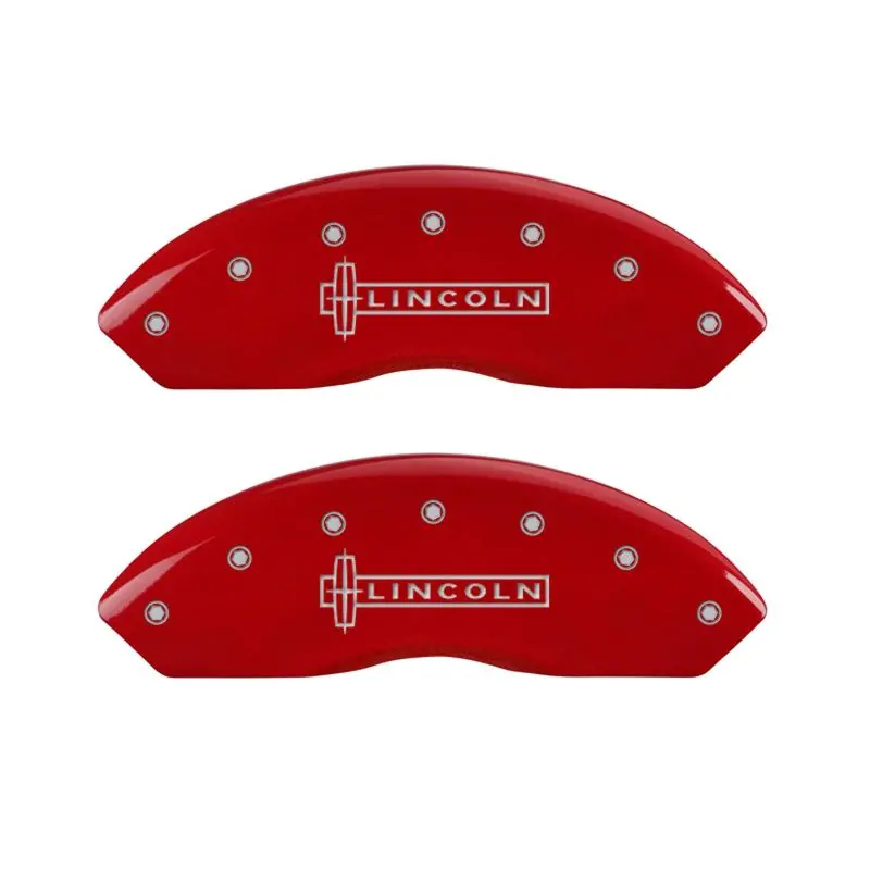 Mgp 4 Caliper Covers Engraved Front & Rear Lincoln Red Finish Silver Ch 1