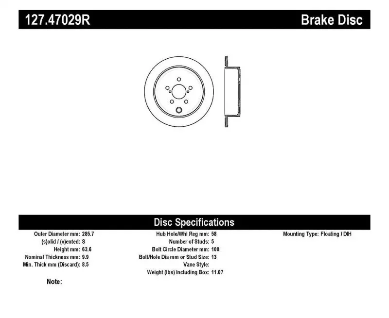 Stoptech 08-10 Impreza Wrx (Exc Sti)/08-10 Impreza Coupe/Sedan Slotted & Drilled Right Rear Rotor 1