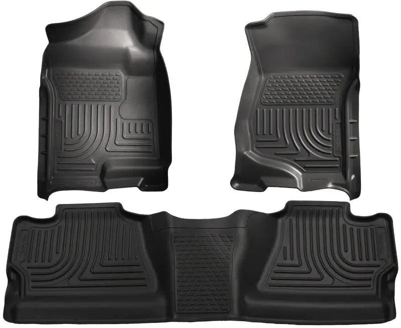 Husky Liners Weatherbeater Floor Liner Combo – Black, Custom Fit For 2007–2012 Chevy Silverado/Gmc Sierra Crew Cab 1
