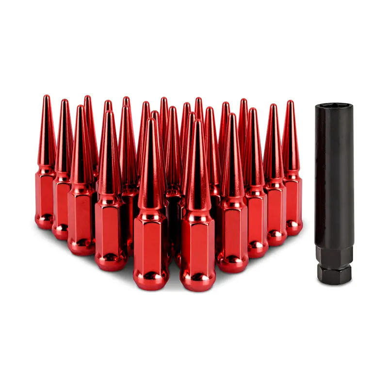 Mishimoto Mishimoto Steel Spiked Lug Nuts M14 X 1.5 24Pc Set Red 1