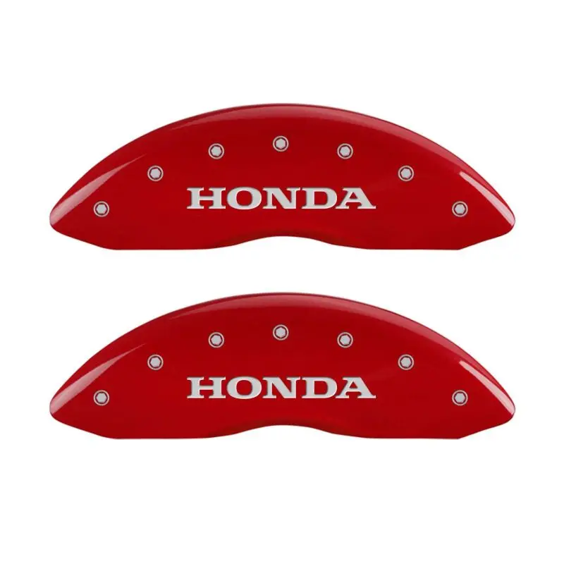 Mgp Engraved 4-Piston Caliper Covers – Front Honda / Rear Pilot (2016), Red-Silver Finish 1