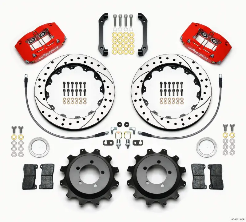 Wilwood Dynapro Radial Rear Kit 12.88In Drilled Red 2006-2007 Subaru Wrx W/Lines 1