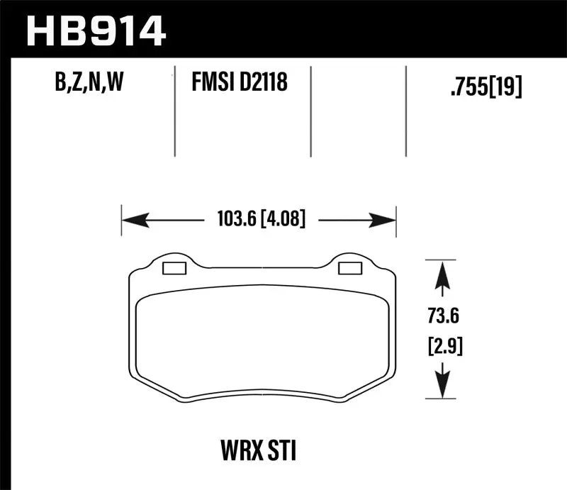 Hawk 2018 Subaru Wrx Sti Dtc-30 Rear Brake Pads 1