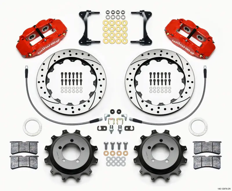 Wilwood Narrow Superlite 4R Rear Kit 12.88In Drilled Red 99-05 Wrx / 99-07 Impreza 1