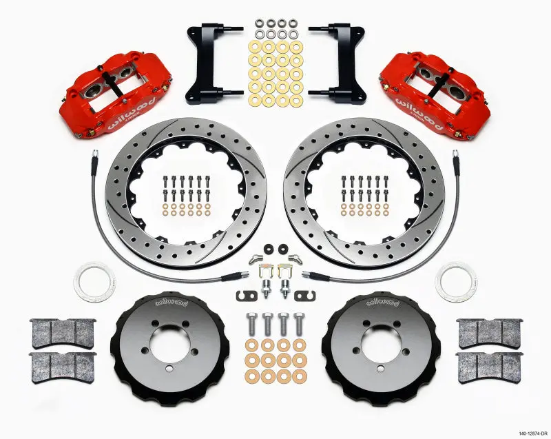 Wilwood Narrow Superlite 6R Front Hat Kit 13.06In Drilled Red 1999-2012 Subaru Wrx W/Lines 1