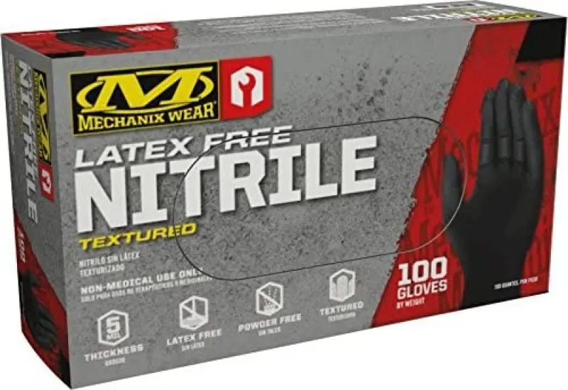 Mechanix Wear Hd Black Nitrile Work Gloves – 5-Mil Thickness, Xl Size, Pack Of 100 1