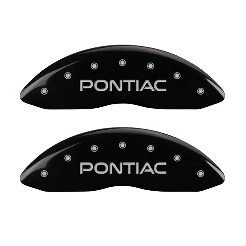 Mgp Engraved 4-Piston Caliper Covers – Front & Rear For Pontiac G8, Black Finish With Silver Chrome Accents 1