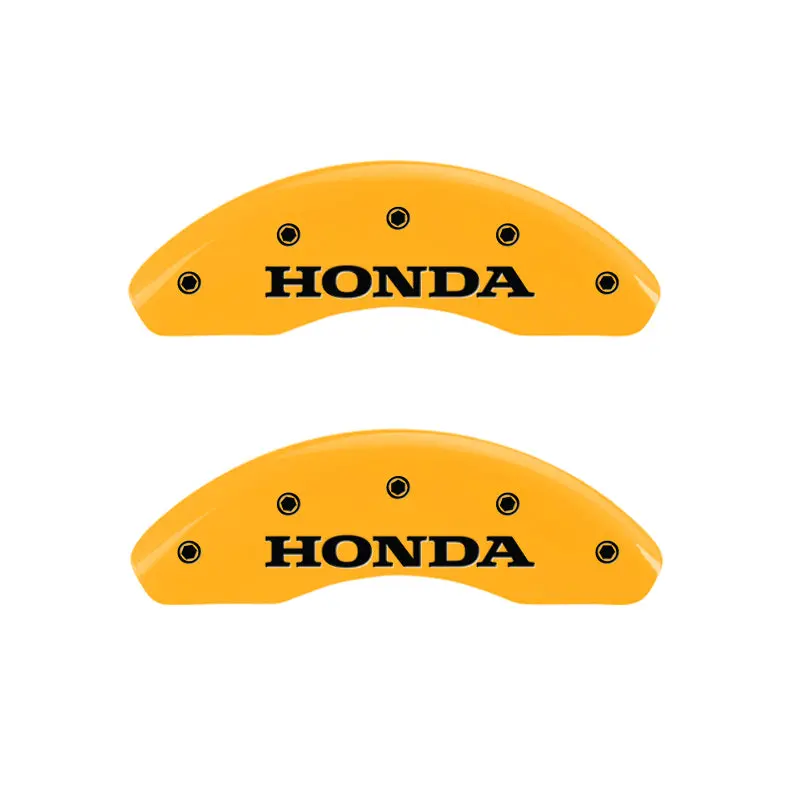 Mgp Engraved 4-Piece Caliper Cover Set — Front & Rear — Yellow Finish With Black Char For 2005 Honda Civic 1