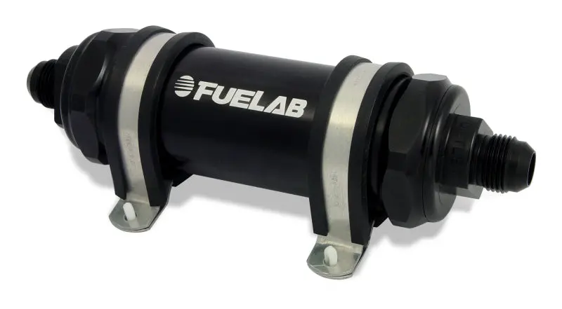 Fuelab 828 In-Line Stainless Steel Fuel Filter – -8An Inlet / -12An Outlet, 40-Micron Rating 1