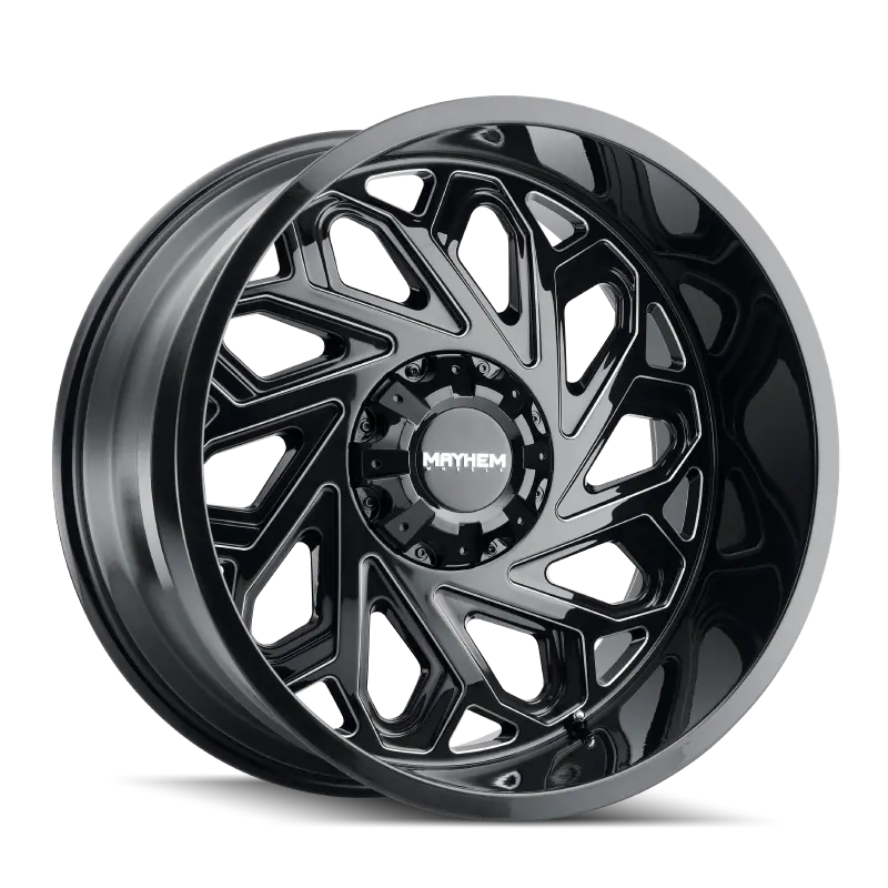 Mayhem 8112 Essex Forged Monoblock Wheel – 20X12 Inches, 5X127 Bolt Pattern, -51Mm Offset, 87.1Mm Hub Bore, Black With Milled Spoke Detailing 1