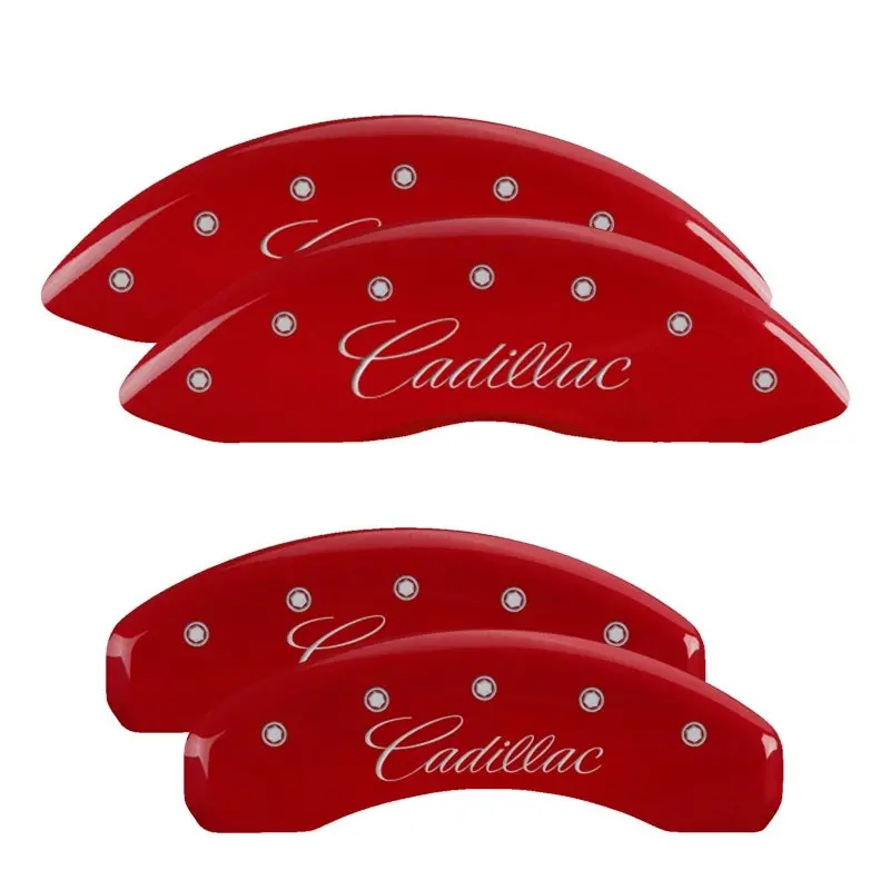 Mgp Engraved 4-Piston Caliper Covers – Cadillac Red & Silver Finish, Fits 2015 Cts 1