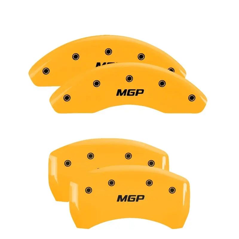 Mgp Engraved Caliper Covers – Front & Rear, Yellow Finish On Black Char, Fits 2018 Hyundai Kona 1