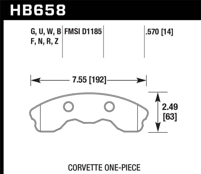 Hawk 10-11 Chevy Corvette Grand Sport / 06-08 Corvette Z06 (1 Piece) Front Dtc-70 Race Brake Pads 1