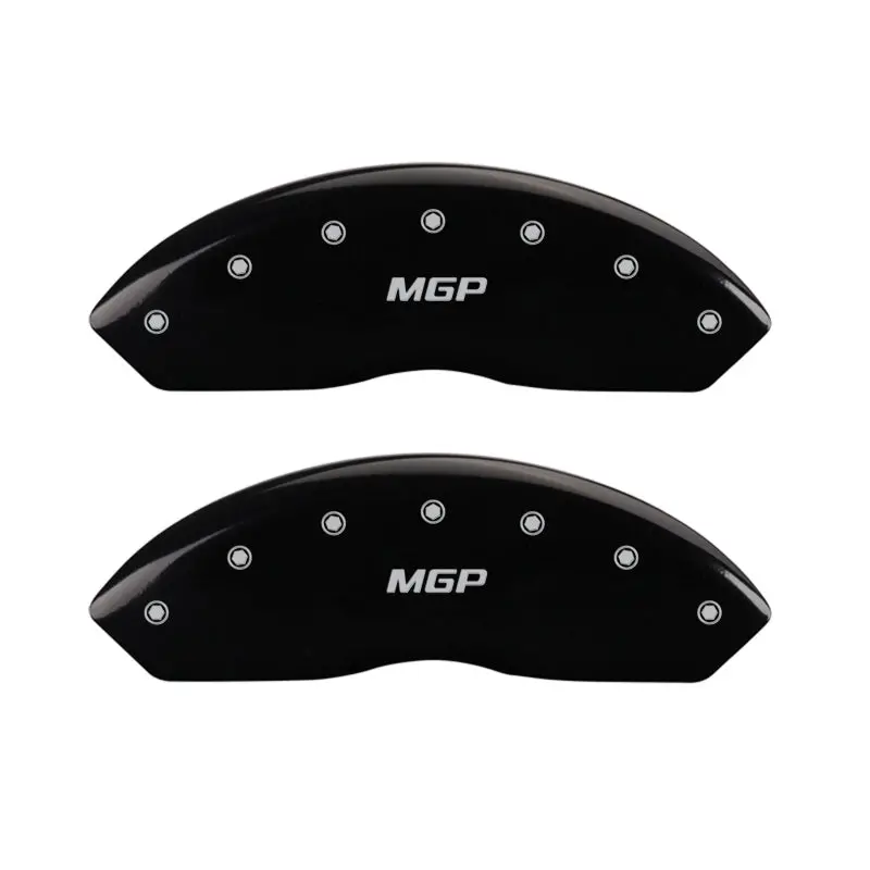 Mgp Engraved 4-Piston Caliper Covers – Front & Rear, Matte Black Finish With Silver Accents 1