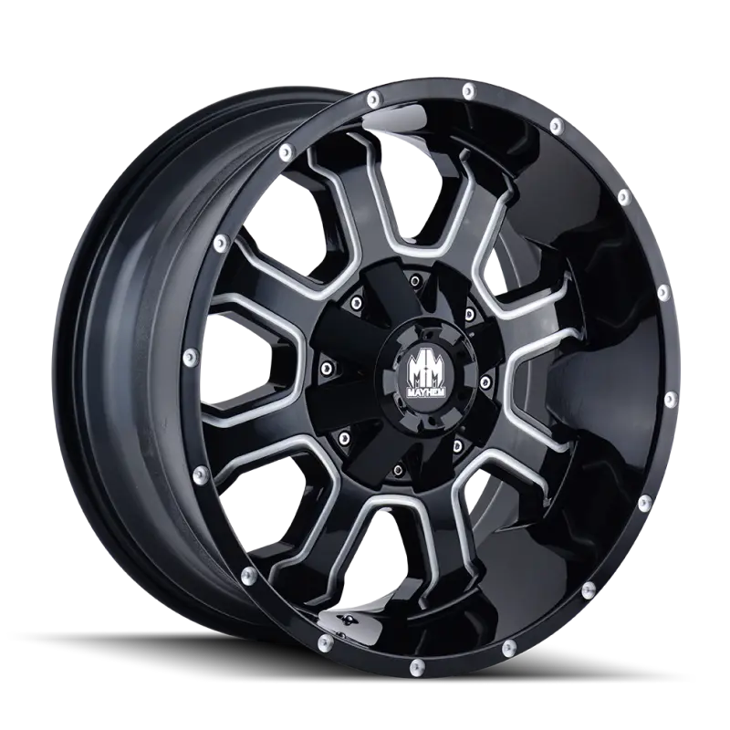 Mayhem Fierce Alloy Wheel – 18X9 Inches, 6X120Mm, 18Mm Offset, 78.1Mm Hub Bore, Black With Milled Spokes 1