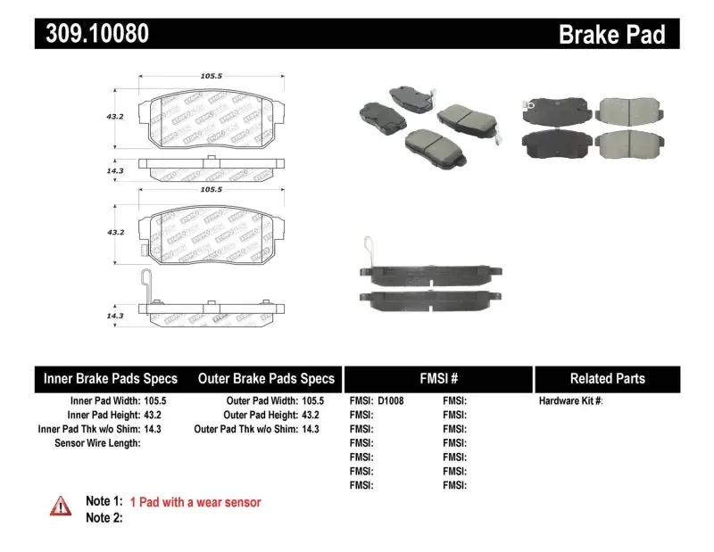 Stoptech Performance Rear Brake Pads For 2004–2007 Mazda Rx-8 1