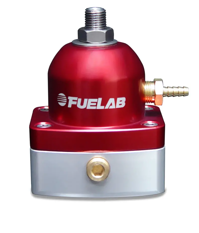 Fuelab Adjustable Inline Fuel Pressure Regulator – 4–12 Psi, Dual -6An Ports (Inlet & Return), Red Finish 1
