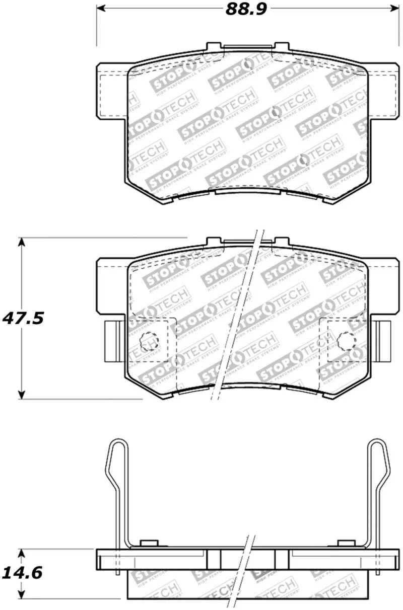 Stoptech Street Touring Rear Brake Pads For 2008–2010 Honda Accord Ex/Ex-L Coupe 1