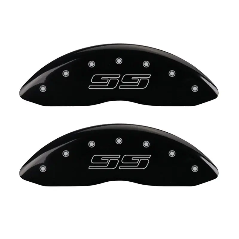 Mgp Engraved 4-Piston Caliper Covers – Front And Rear, Avalanche-Style Design With Matte Black Finish And Silver Accent 1