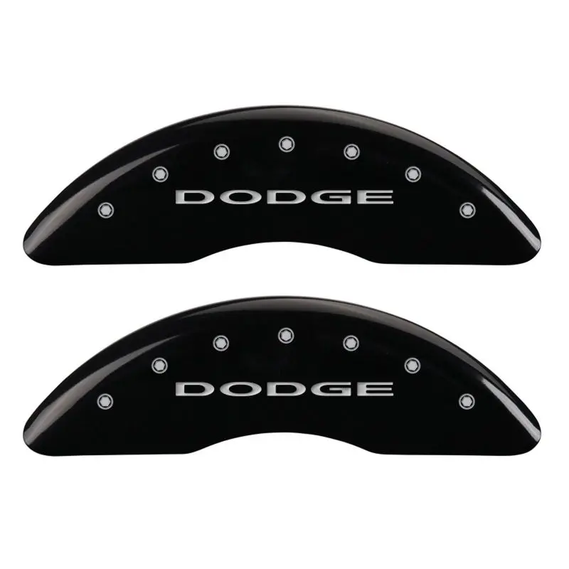 Mgp Engraved 4-Piston Caliper Covers — Front And Rear, Matte Black Finish With Silver Accent Trim 1